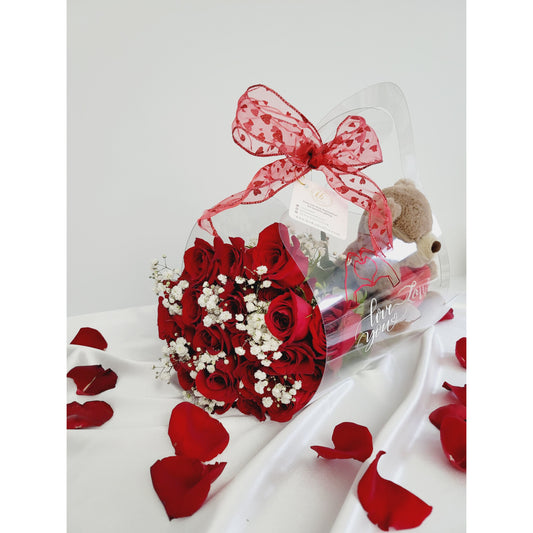 Customizable Premium quality roses in a clear bag