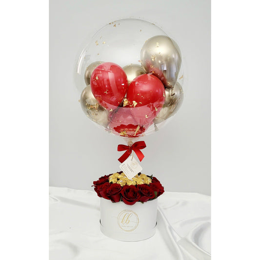 Chocolates and roses balloon box