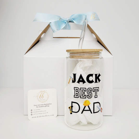 Can shaped beer glass for dad