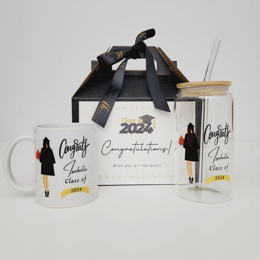 Practical Graduation Gift Set: Mug & Glass