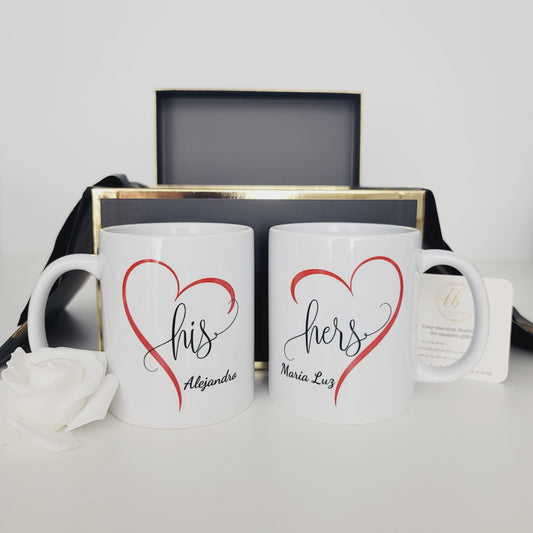 Couple mug set custom name mug coffee cup personalized gift for him Valentines day present for her unique mug lovers gift