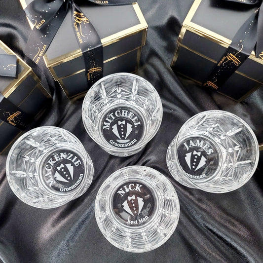 Personalized Bottom Engraved Whiskey Glass - Groomsmen
