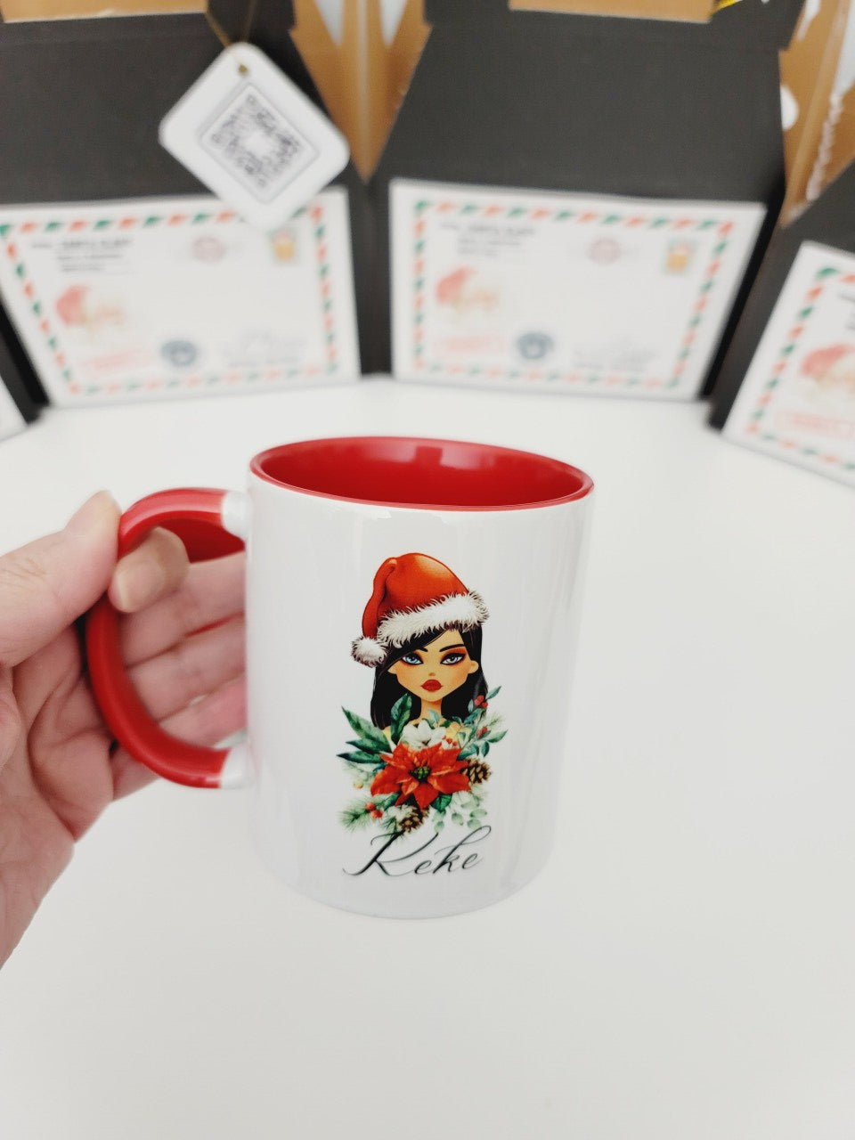 Personalized Christmas Mug with Hot Chocolate_Girl portrait