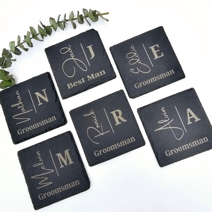 custom groomsmen slate coaster gifts
