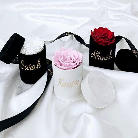 A solo preserved rose nestled in velvet, this gift speaks volumes without saying a word. Ideal for anniversaries, Valentine’s Day, or any heartfelt moment.