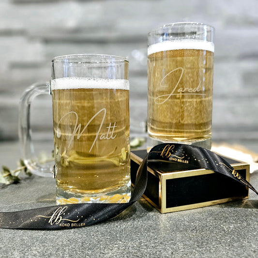 Personalized Etched Beer Mug Stein Cup, Custom Gift for Men Him Dad Father, Customized Birthday Decor, Cadeau Personnalisé pour Homme, Verre à Bière