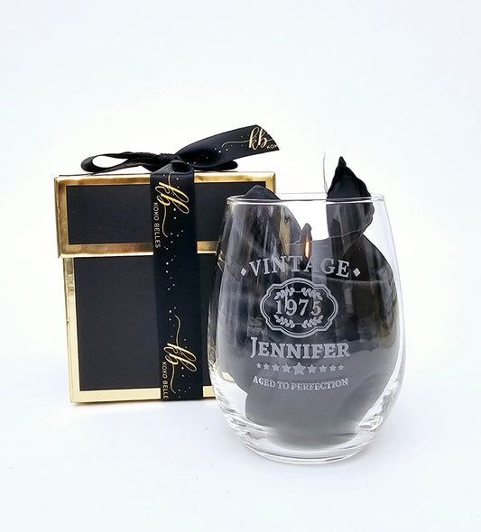 Vintage ''Aged to Perfection'' Stemless Wine Glass