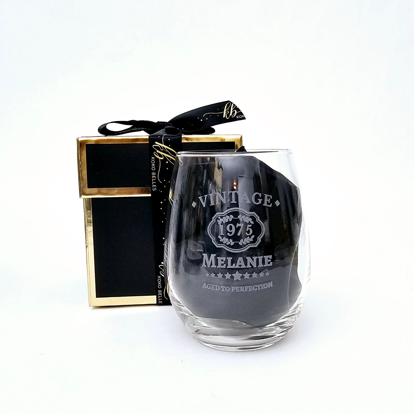 Vintage ''Aged to Perfection'' Stemless Wine Glass