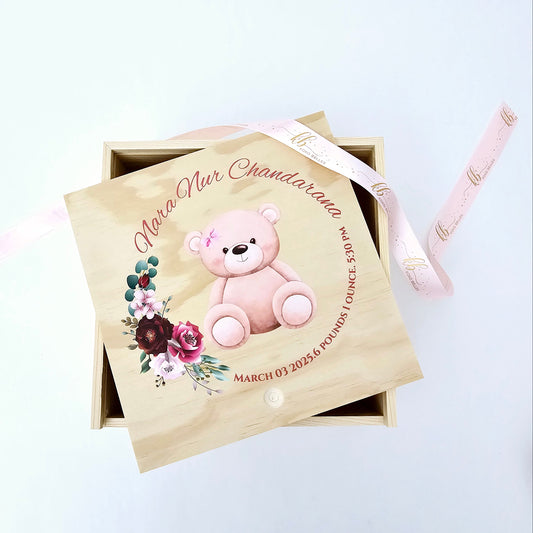 Personalized Baby Memory Box - Custom Wooden Keepsake Box, Baby Gift for Newborn, Baptism, or Birth, Storage for Baby Memories