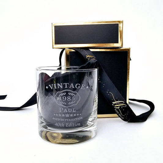 Vintage ''Aged To Perfection'' Whiskey Glass