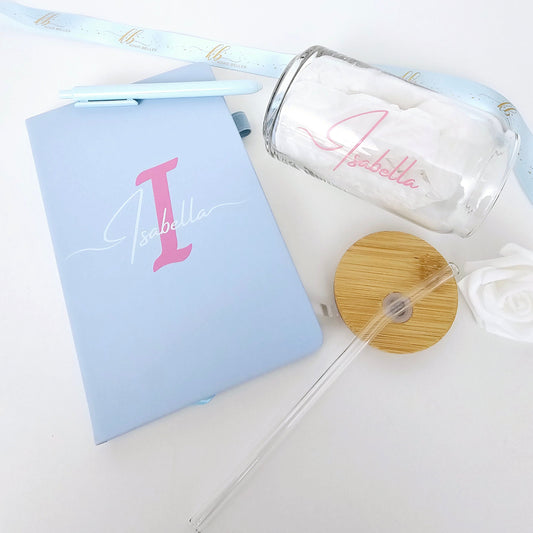 Personalized Journal & Can-Shaped Drinking Glass Set