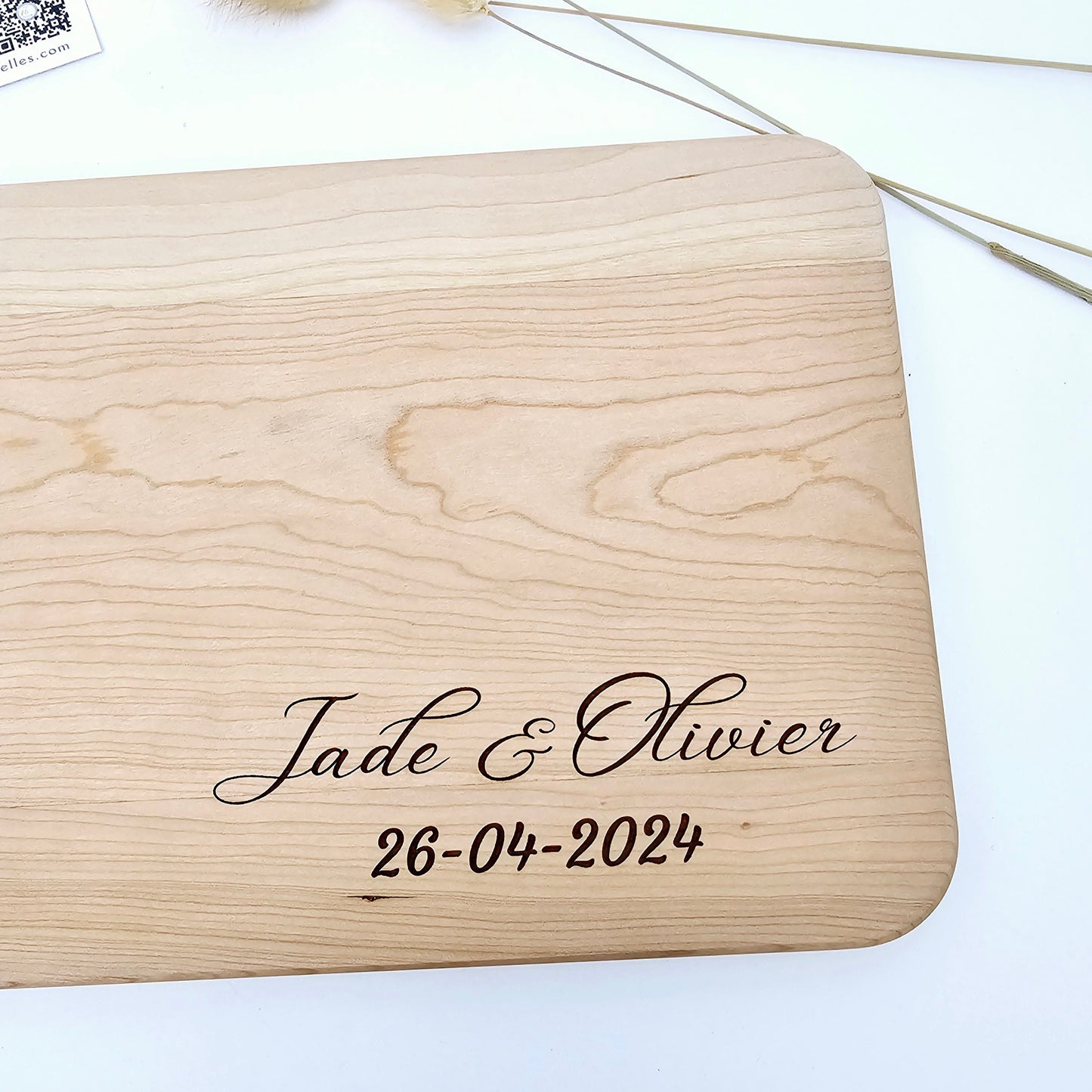 Sometimes, simple is best. Our Personalized Name & Date Cherry Wood Cutting Board offers a clean and elegant way to commemorate life's milestones. Engrave a couple's names and wedding date, a family name and established date, or names and a move-in date for a cherished housewarming gift.