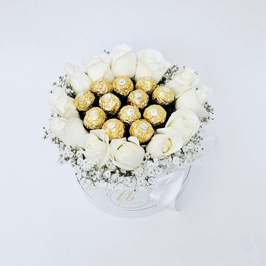 Roses & Ferrero Rocher in Round Box