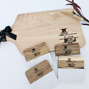 Engraved Cutting Board Floral Initial Name