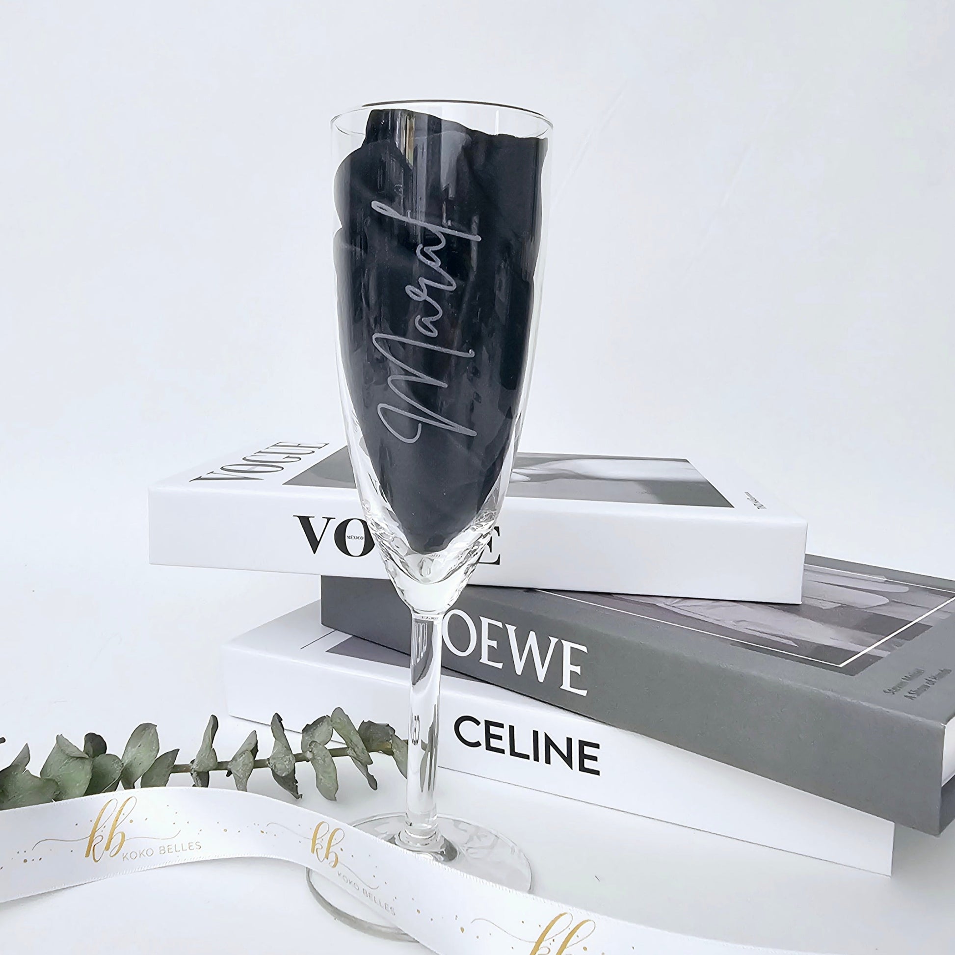 Personalized Name and Initial/Birthday Milestone Champagne Glass