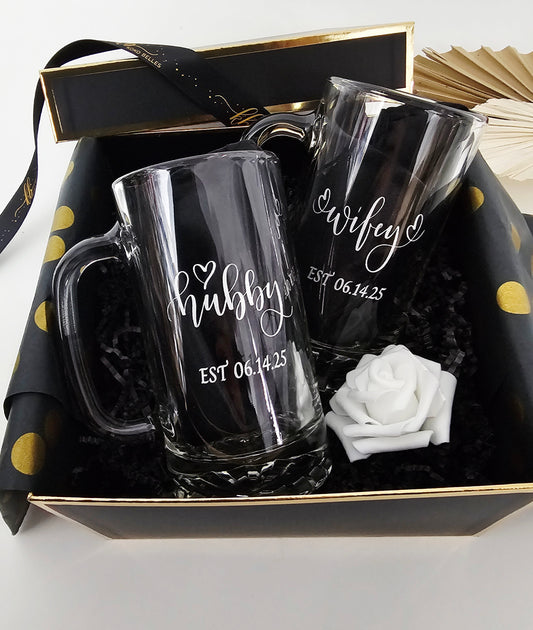 Personalized Custom Beer Mug, Mr. and Mrs. Custom Engraved Beer Glasses, Wedding Gift, Anniversary Beer Mugs Engraved, Valentines Day Gift