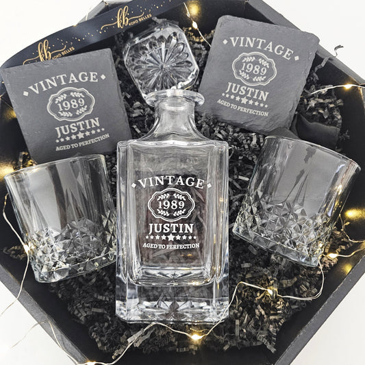 Aged to Perfection Whiskey Decanter Gift Set
