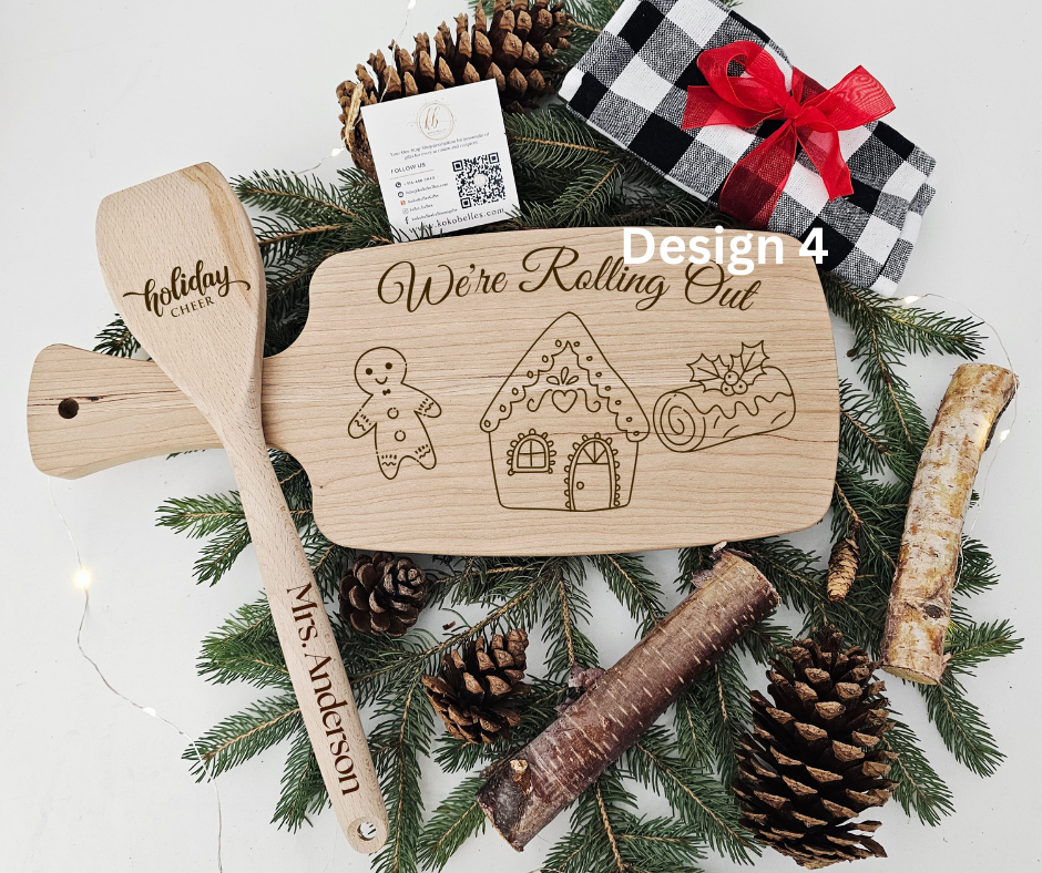 Small Wood Cutting Board Gift Set with Custom Engraving