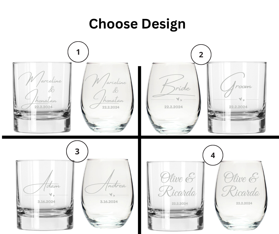 Bride and Groom Glass Set