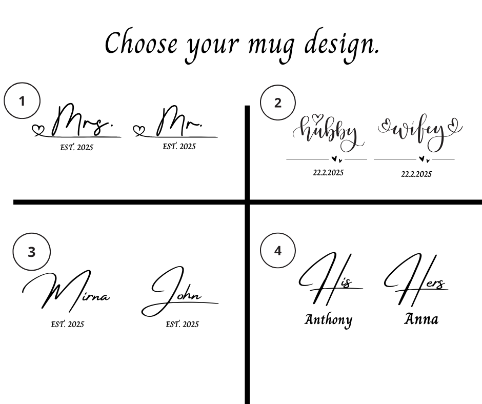 Heart shaped His & Hers Mug Set