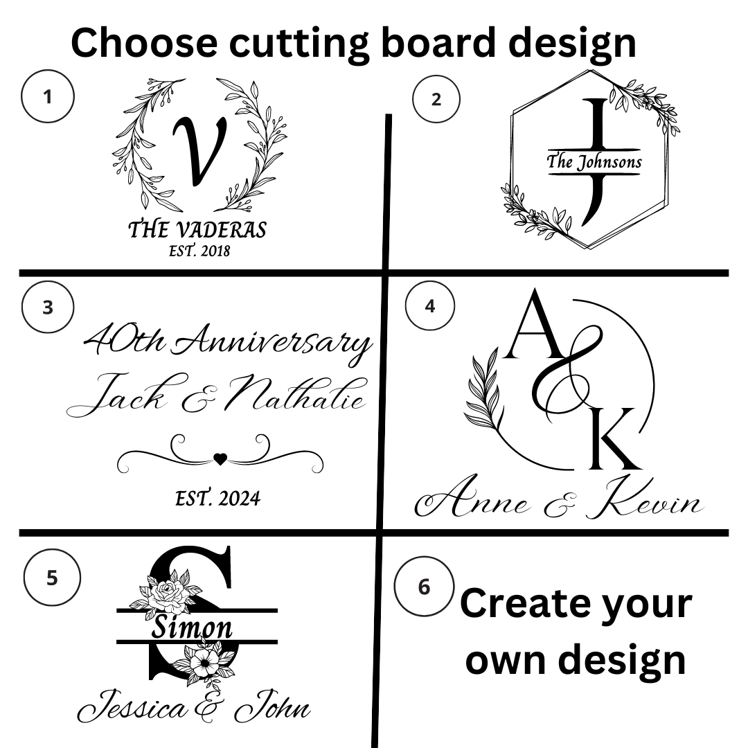 Custom Engraved Cutting Board & Two Champagne Glasses