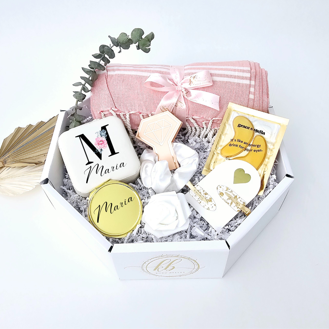 Personalized gift for women with cozy throw jewelry storage and beauty essentials