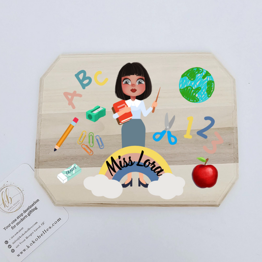 Express your sincere thanks to teachers with our Personalized Wooden Teacher Door Sign. This durable and charming sign serves as a constant reminder of the impact they have on our children's lives. Ideal for end-of-year gifts or a welcoming gesture at the start of a new school year, personalize it with their name or a special message. It's a meaningful way to acknowledge their hard work and dedication, adding a touch of warmth to their classroom.