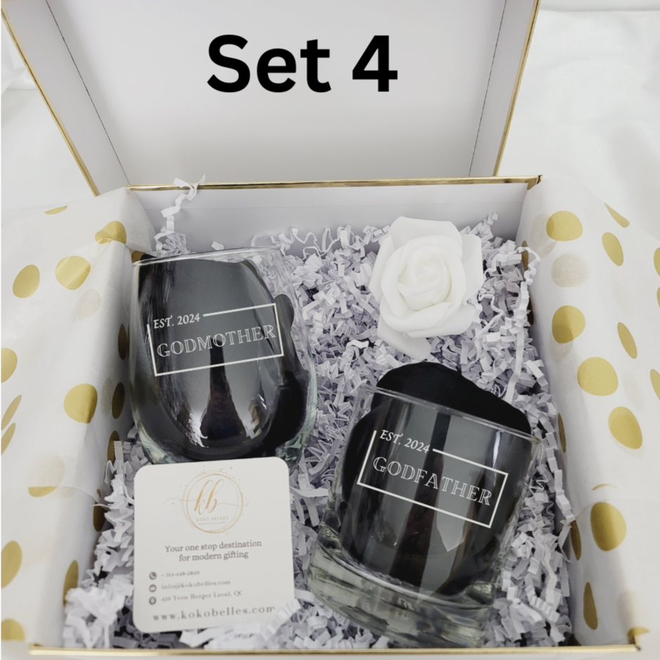 Godparents Proposal Wine & Whiskey Glass Set