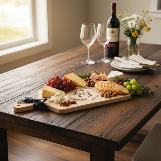 Personalized Engraved Monogram Wreath Cutting Board