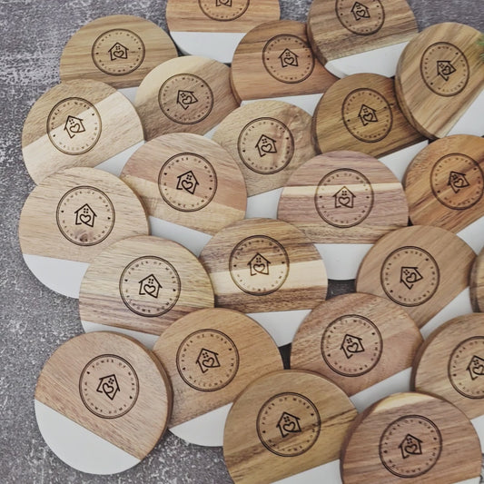 Marble Wood Coasters Set of 4