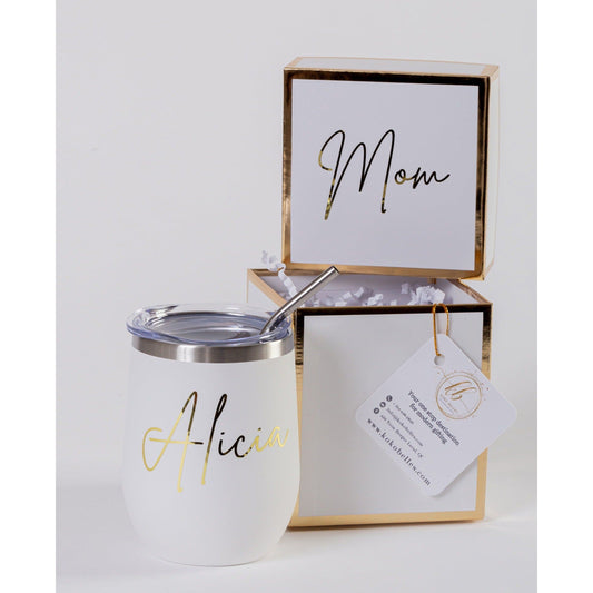 Personalized Wine tumbler (vinyl lettering)