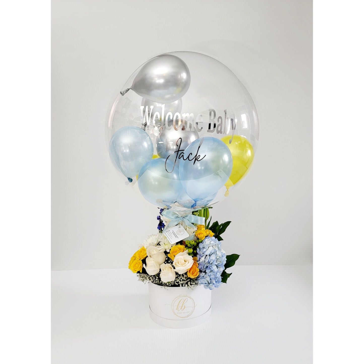 Our new baby flower bouquets are created with only the freshest flowers, beautifully hand-arranged, then hand-delivered right to the new parent's door.