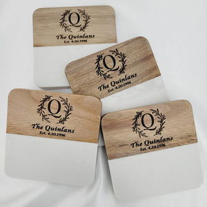 Marble Wood Coasters Set of 4
