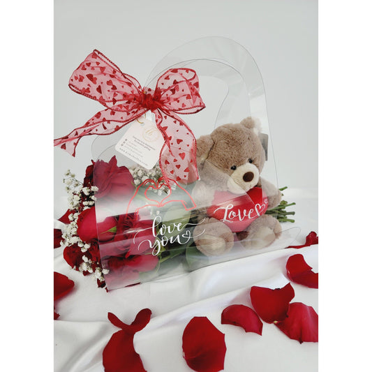 teddy Bear and Flower Bouquet