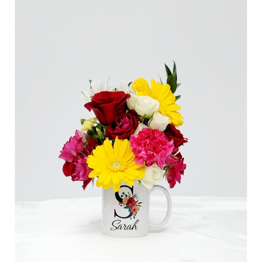 Personalized Name mug with flowers
