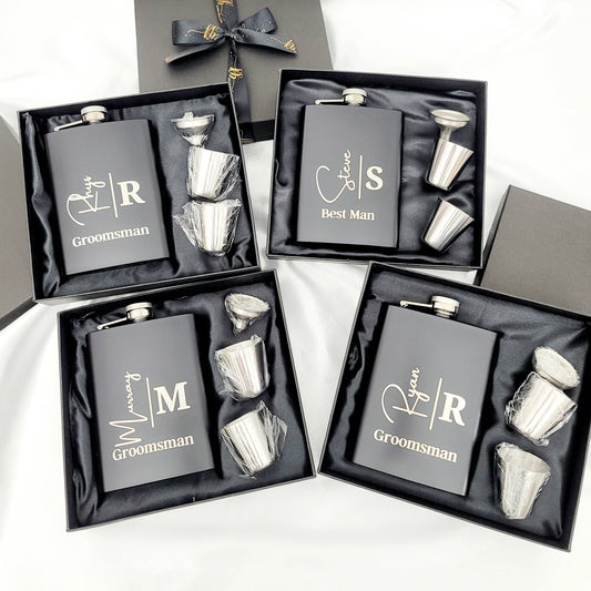 Groomsmen engarved flasks