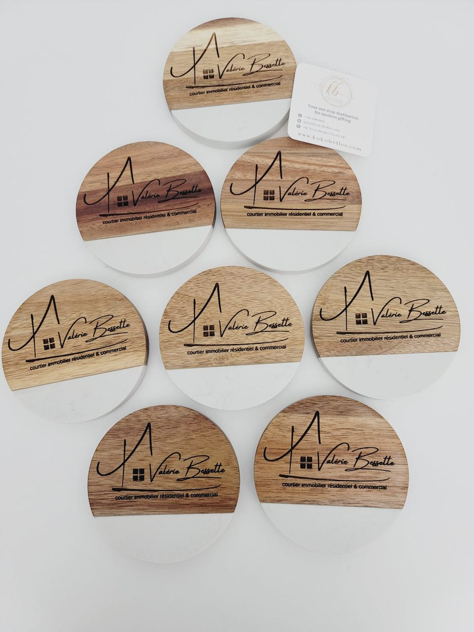 Marble Wood Coasters Set of 4