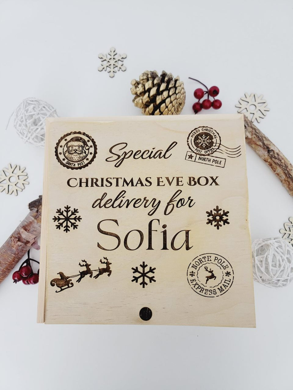 Personalized Christmas Eve Wood Box_ Laser Engraved
