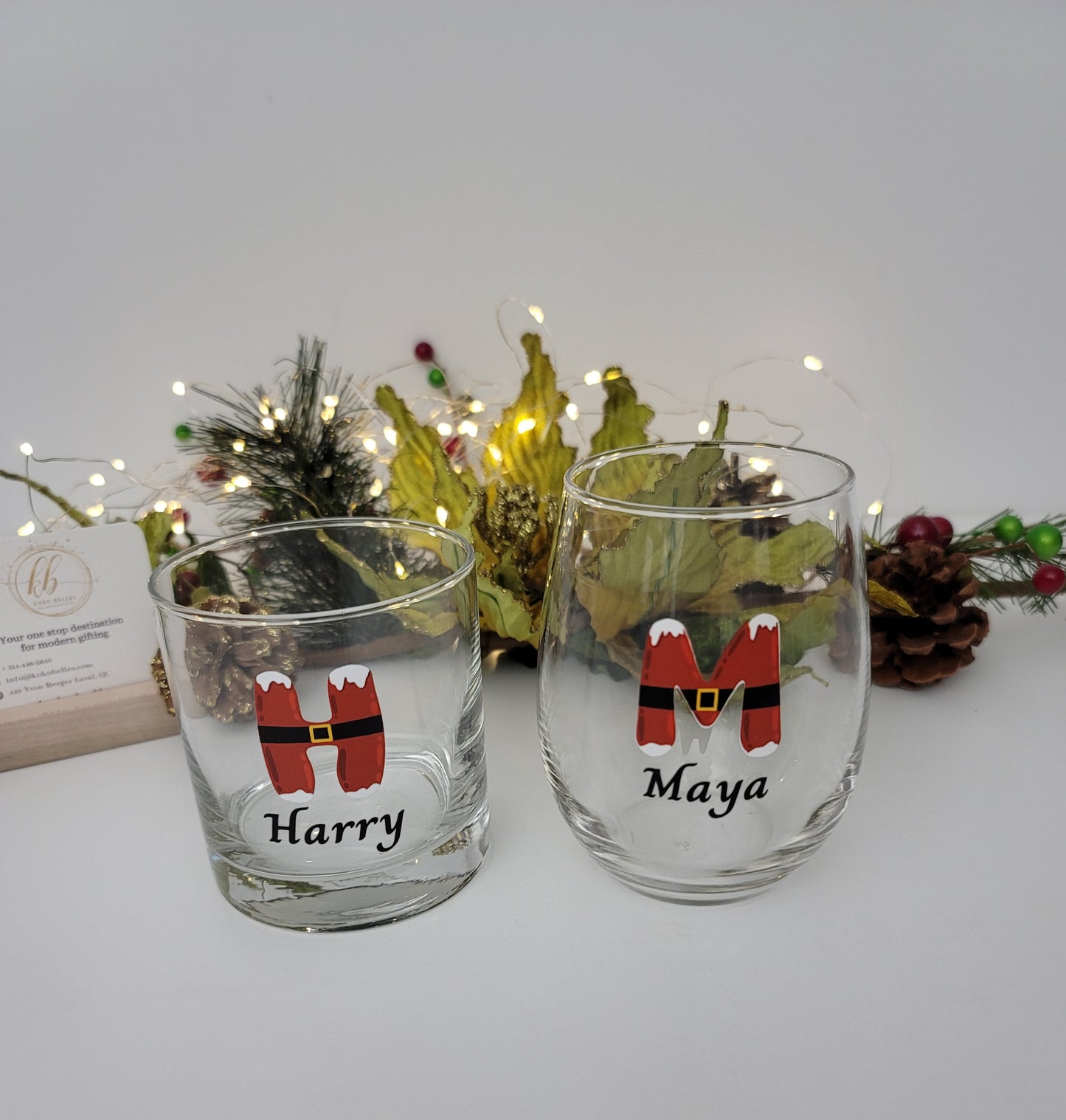 Christmas whiskey and wine glass set _ uv printed