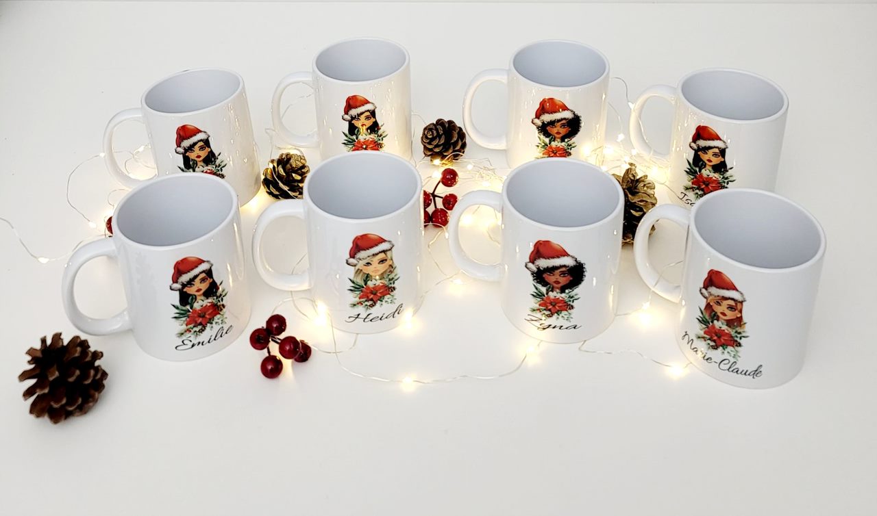 Personalized Christmas Mug with Hot Chocolate_Girl portrait