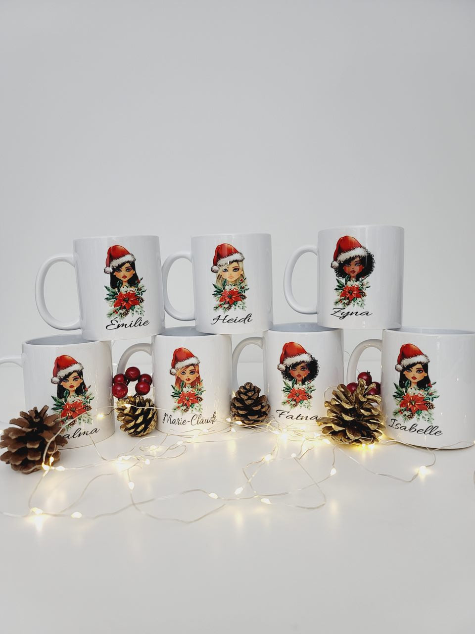 Personalized Christmas Mug with Hot Chocolate_Girl portrait