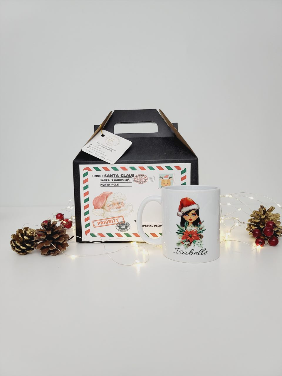 Personalized Christmas Mug with Hot Chocolate_Girl portrait