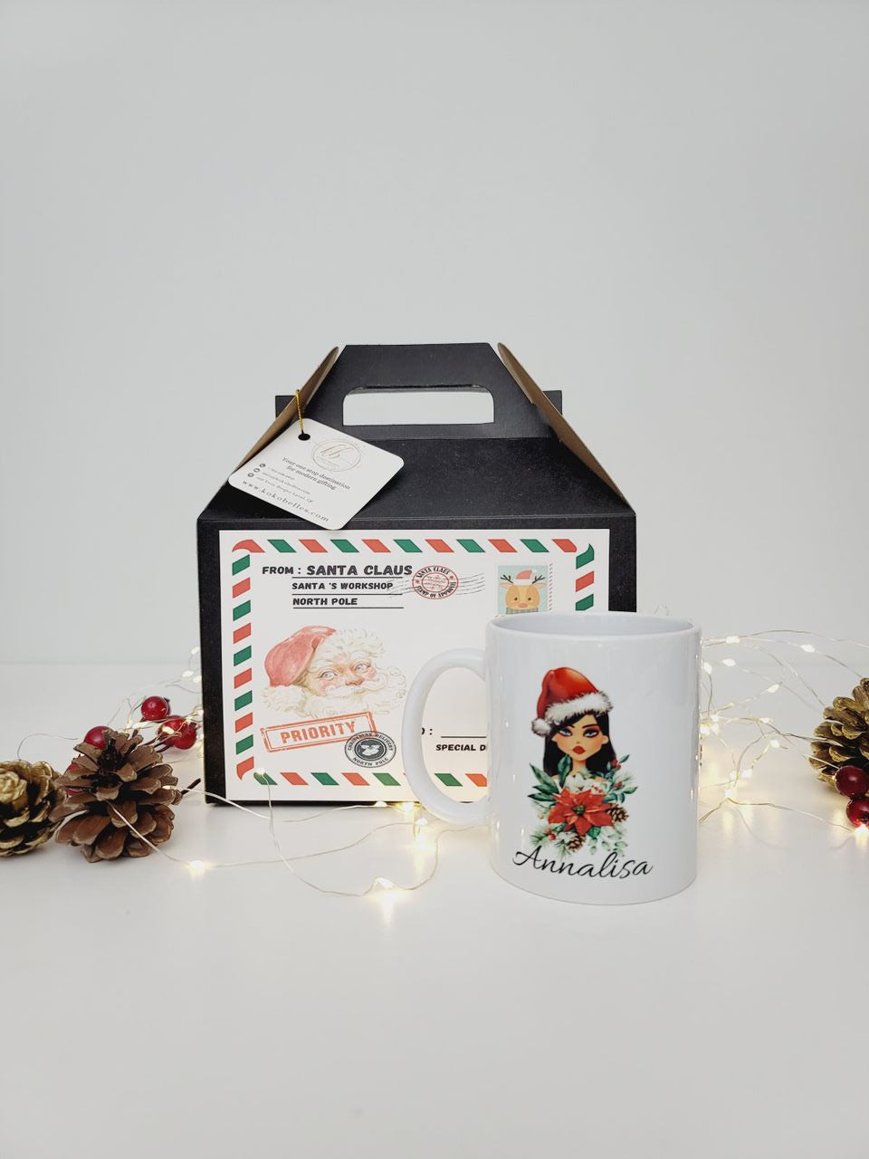 Personalized Christmas Mug with Hot Chocolate_Girl portrait