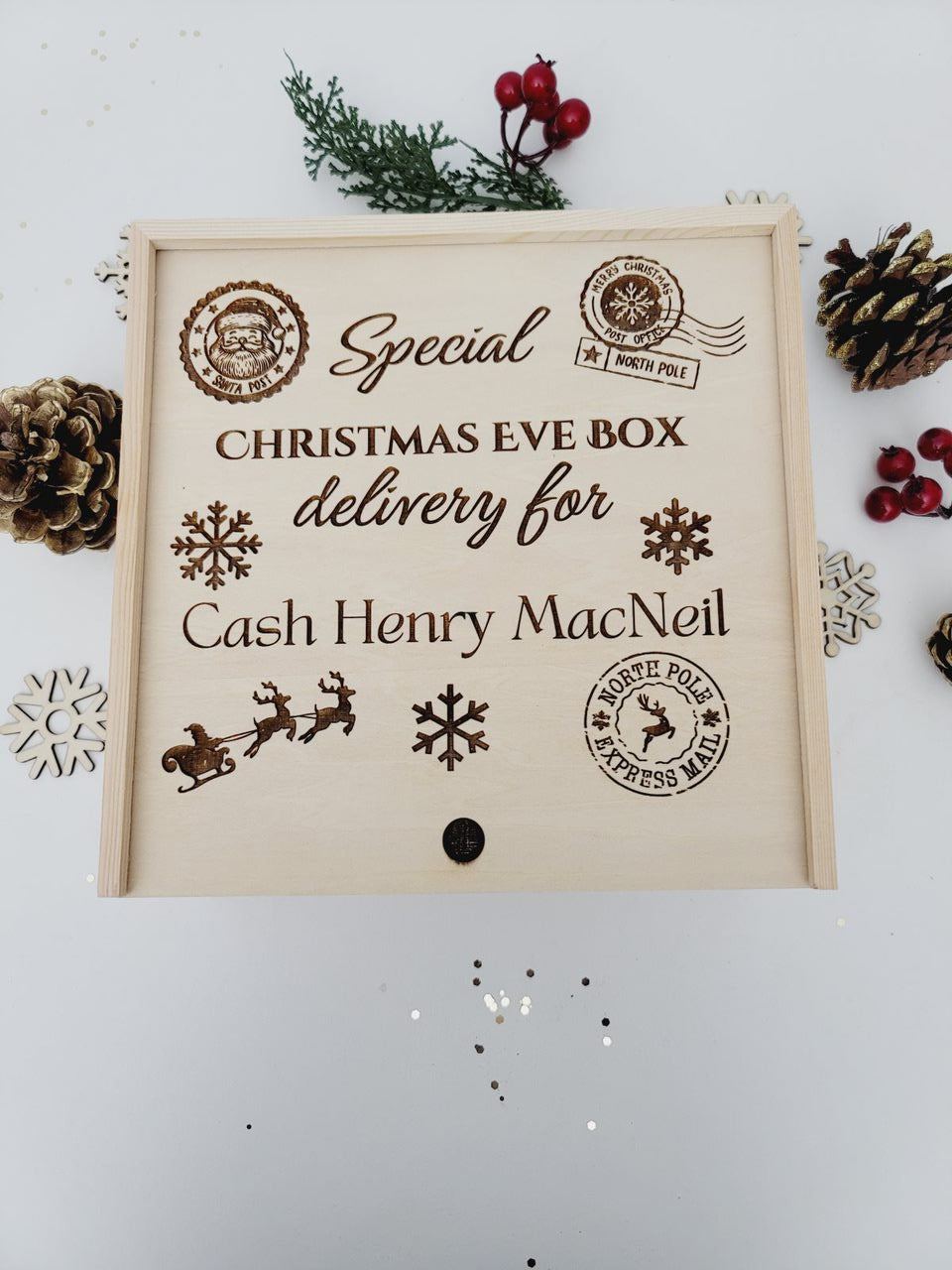 Personalized Christmas Eve Wood Box_ Laser Engraved