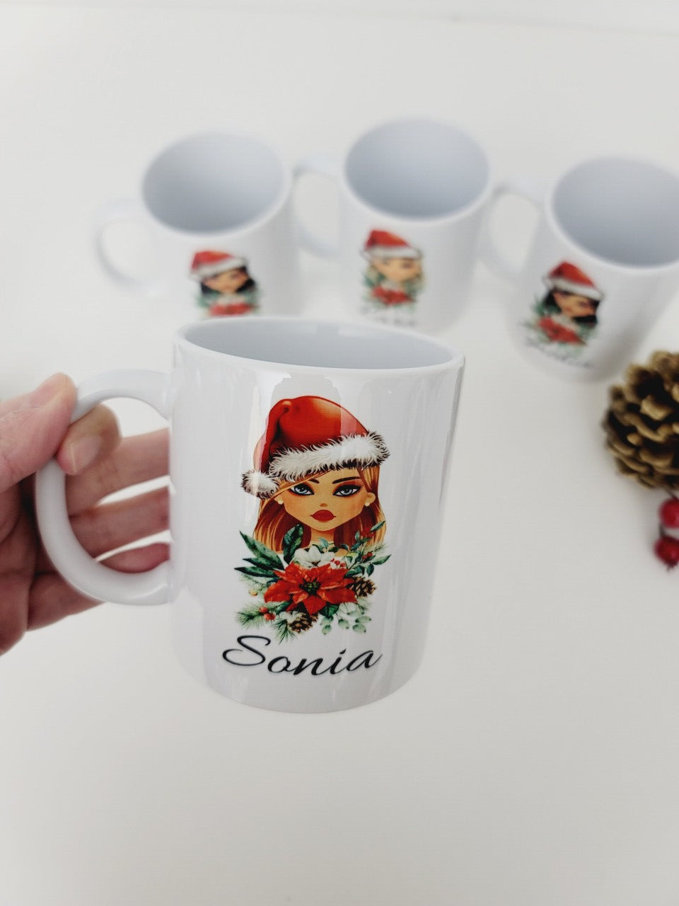 Personalized Christmas Mug with Hot Chocolate_Girl portrait