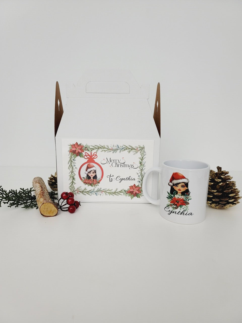 Personalized Christmas Mug with Hot Chocolate_Girl portrait