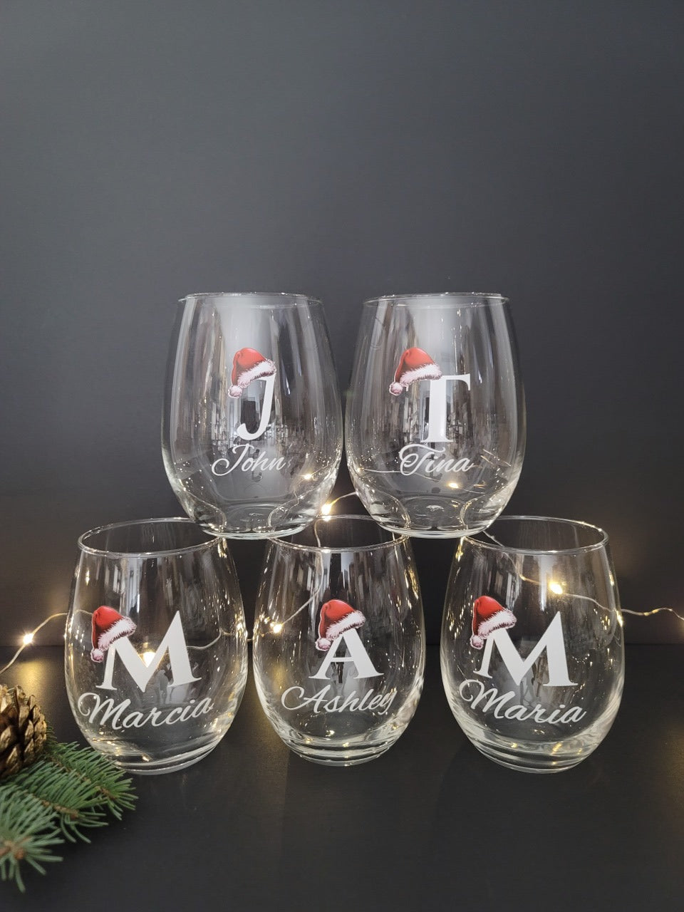Christmas whiskey and wine glass set _ uv printed