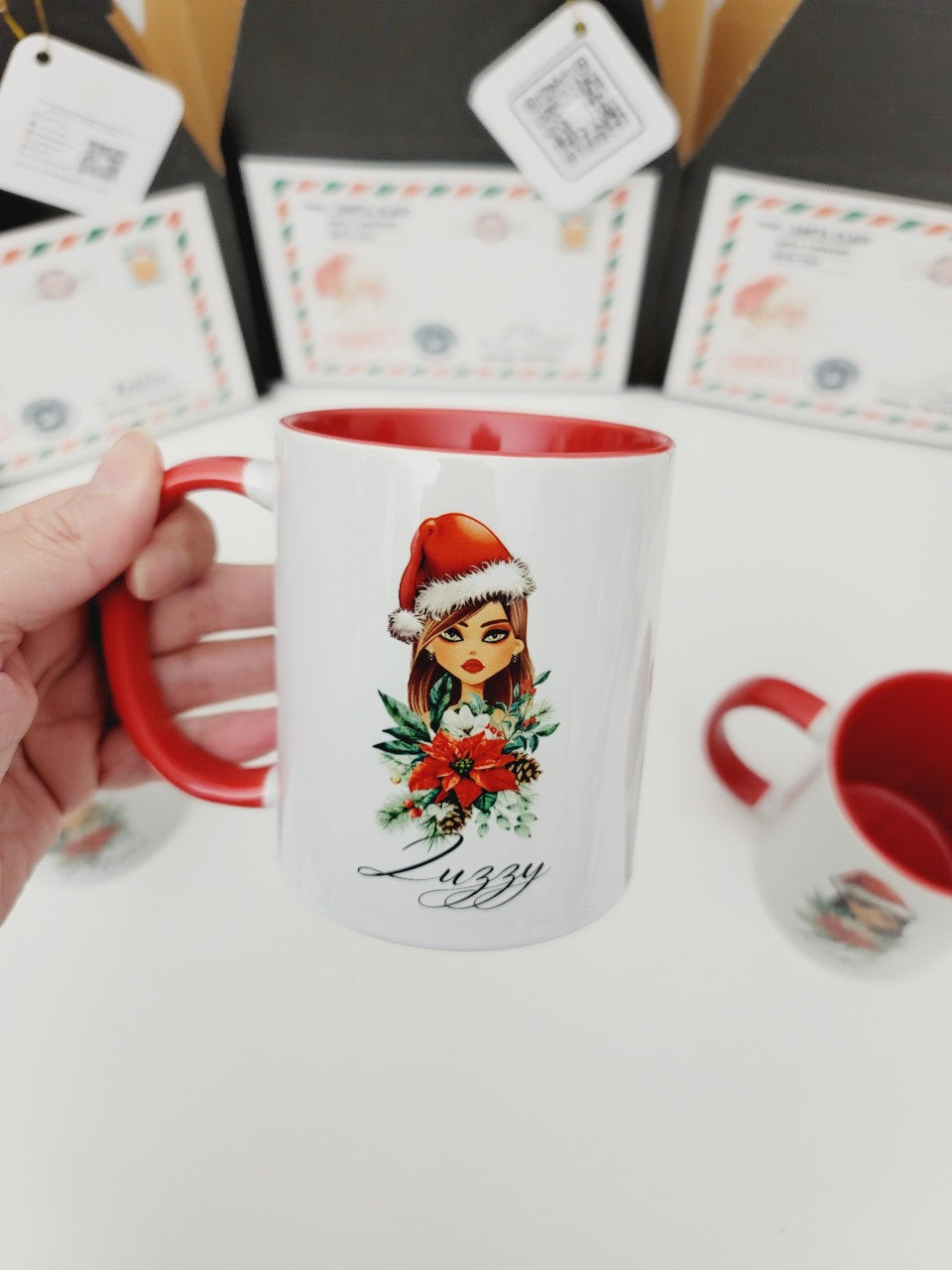 Personalized Christmas Mug with Hot Chocolate_Girl portrait