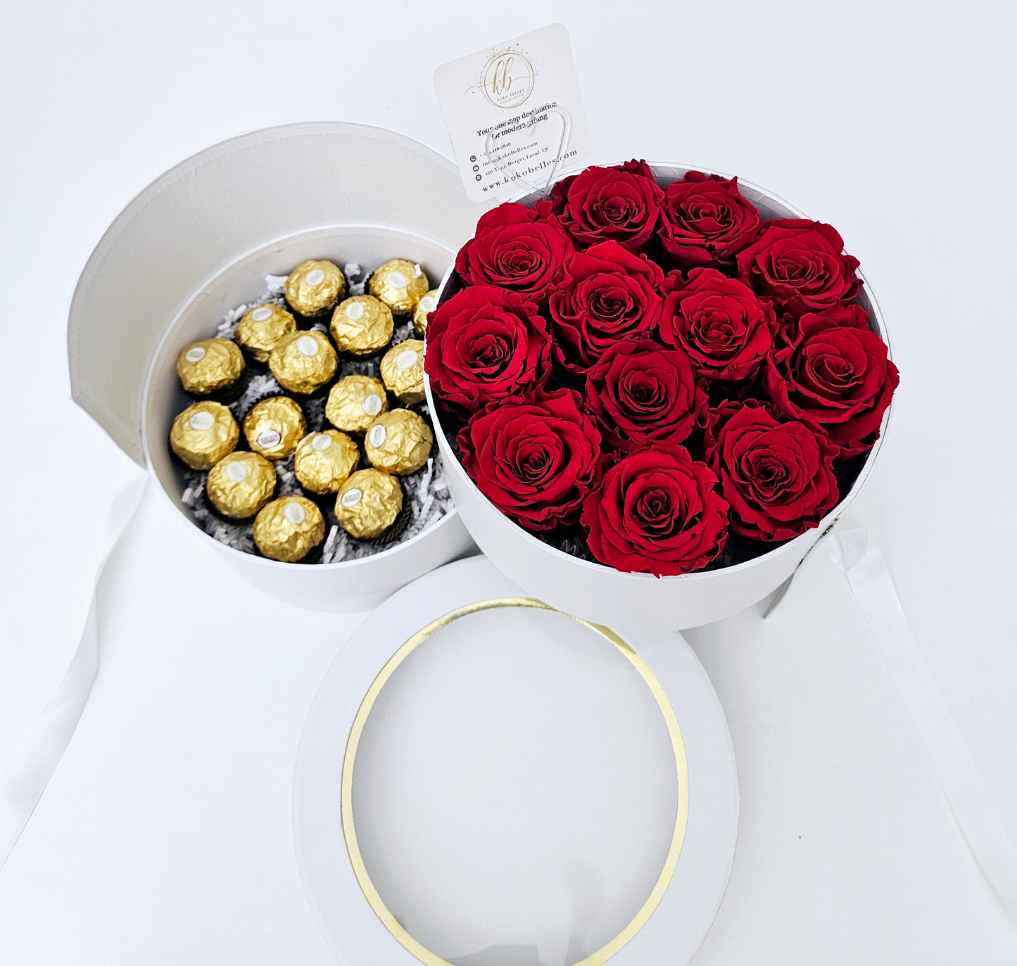 Luxury Round two-drawer Roses and Ferrero Rocher Gift Box