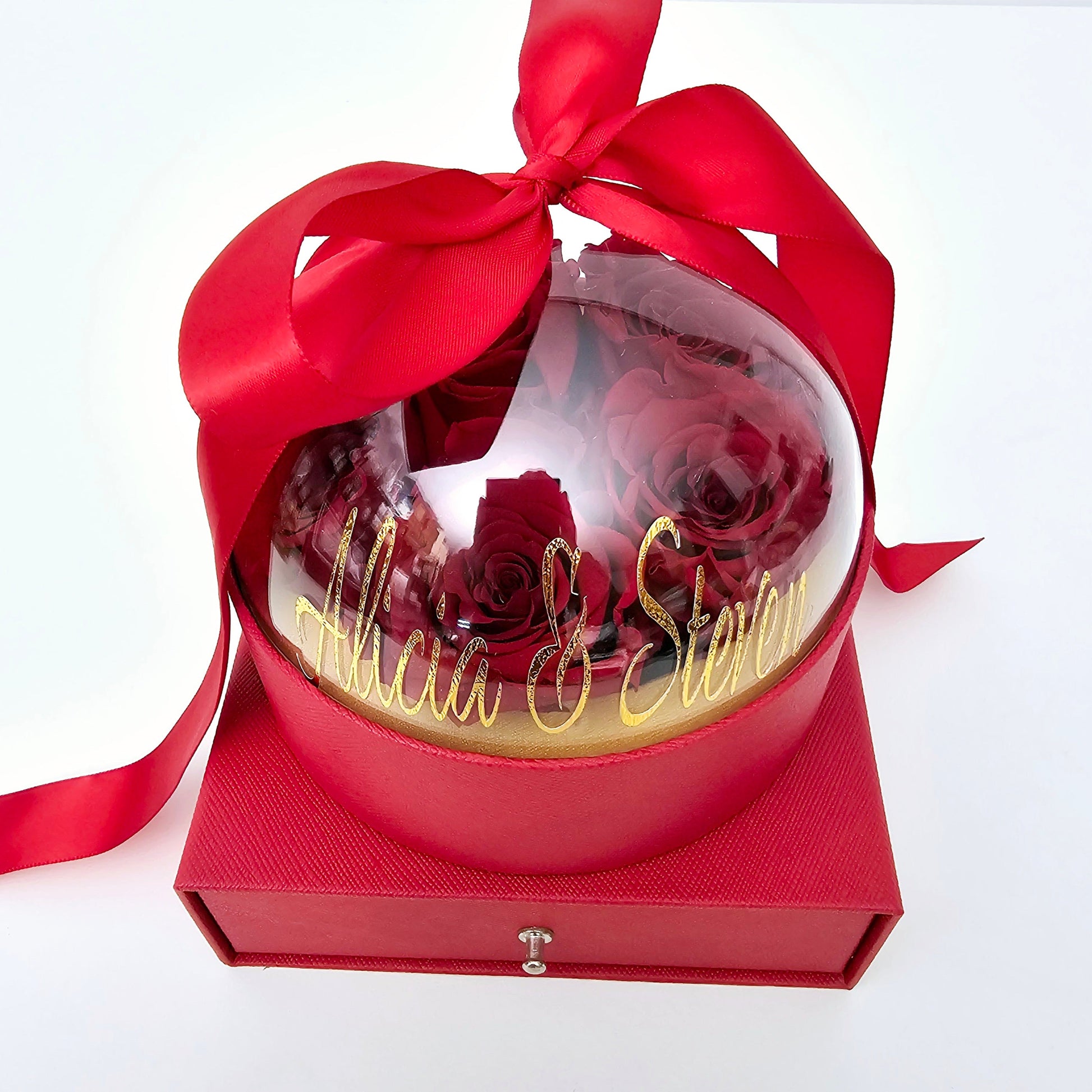 Forever Yours – Luxurious Globe Box with Roses, Chocolates & Custom Lid